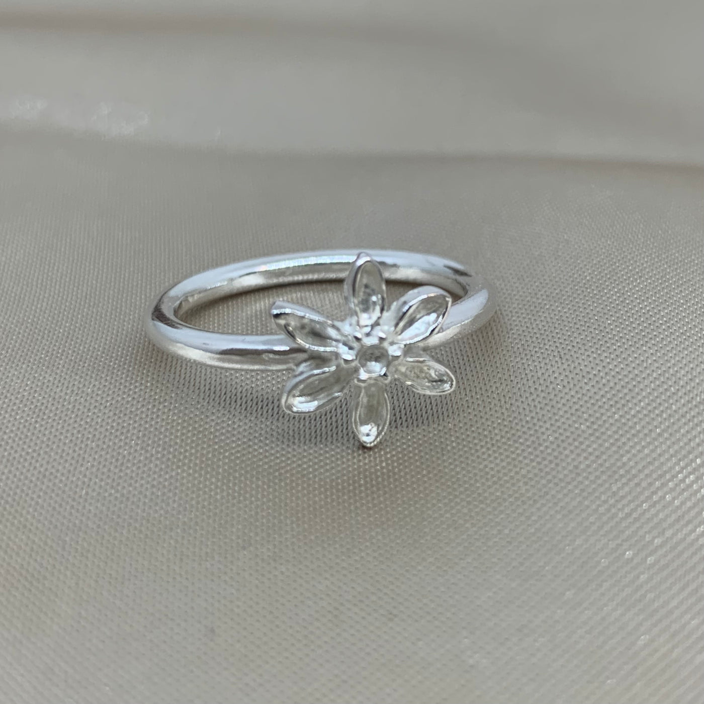 Delicate sterling silver flower ring bespoke exclusive design at SilverBoo Jewellery In Lincolnshire 