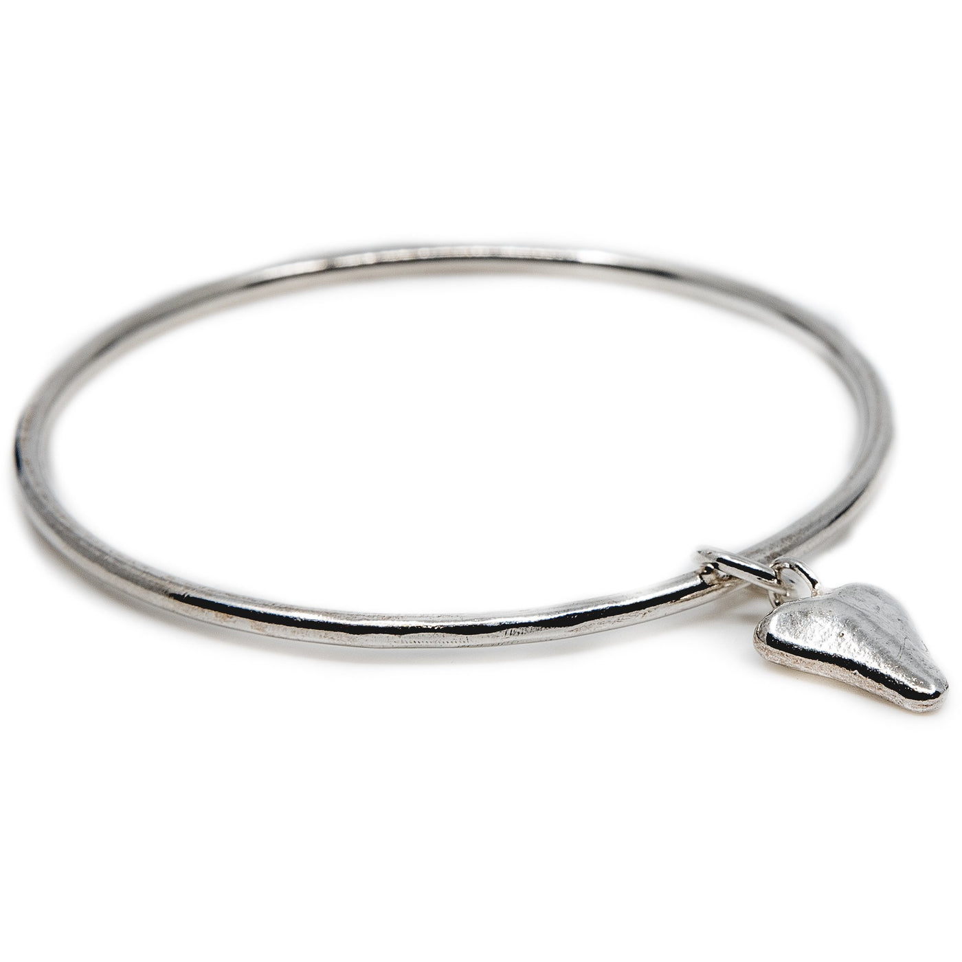 Heart Charm Silver Bangle - Silver | SilverBoo Jewellery, Lincolnshire