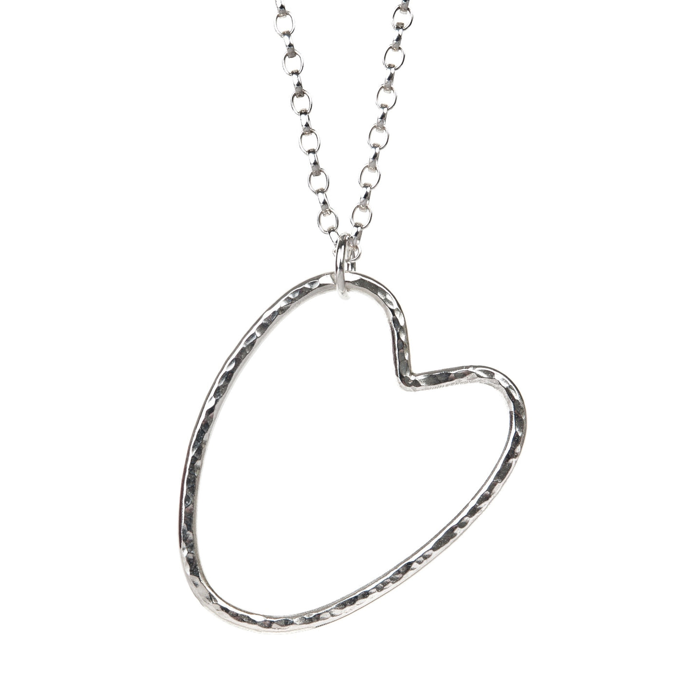 Silver Maxi Open Heart Necklace | SilverBoo Jewellery 