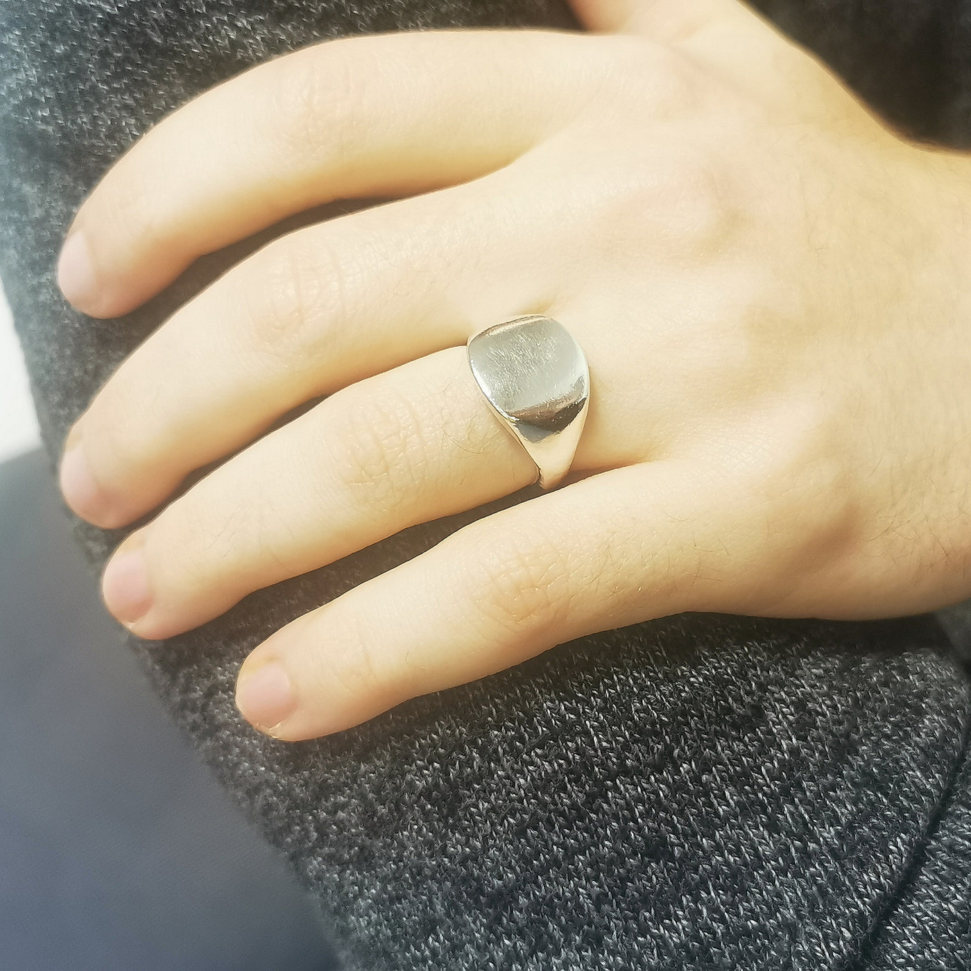 Rounded Face Signet Ring Mens | SilverBoo Jewellery