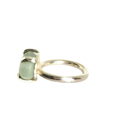 Silver Claw Set Pale Green Seaglass Ring | SilverBoo Jewellery