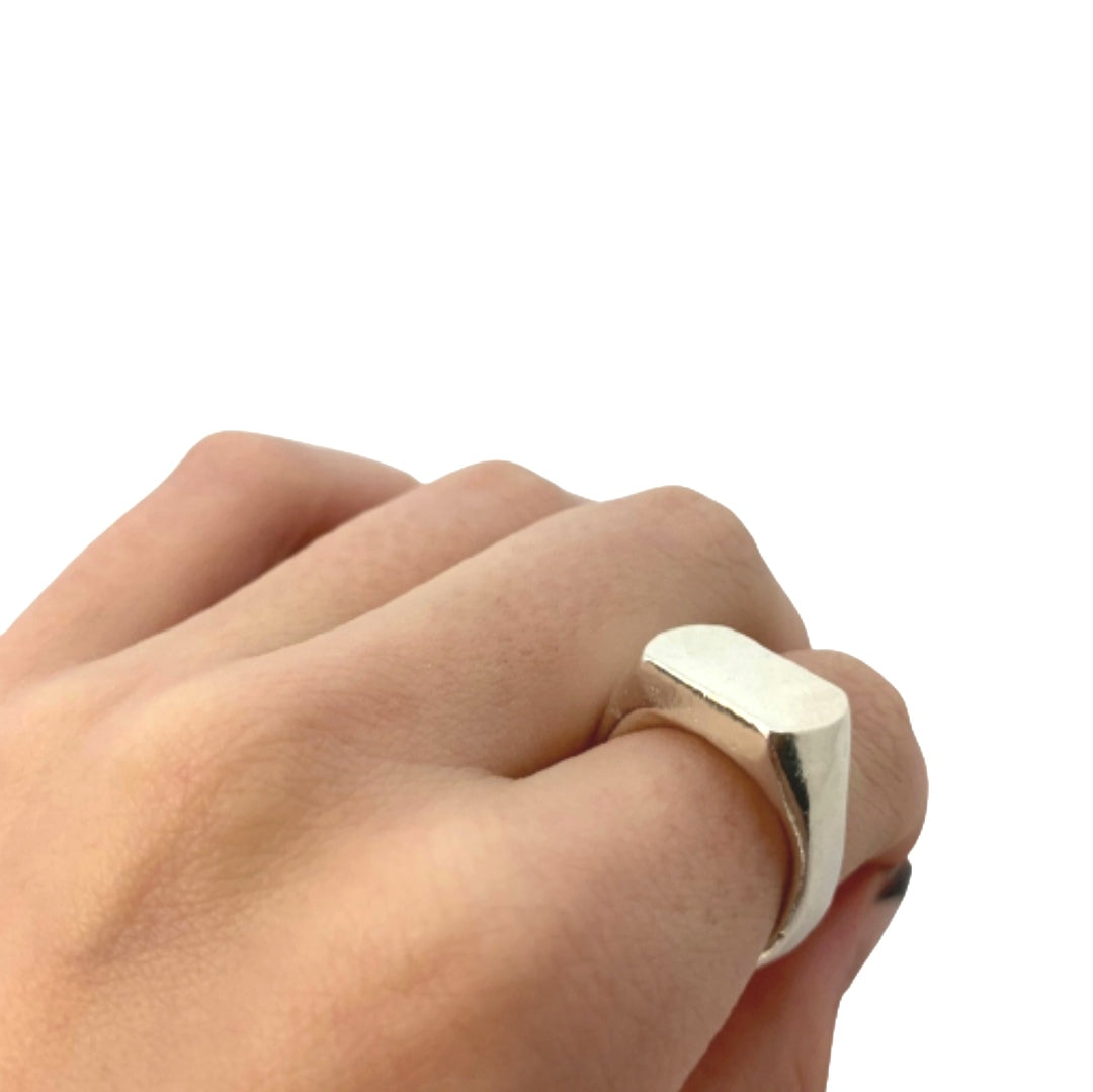Curved Edge Rectangle Signet Ring Mens | SilverBoo Jewellery Lincolnshire
