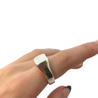Short Rectangle Signet Ring Mens | SilverBoo Jewellery