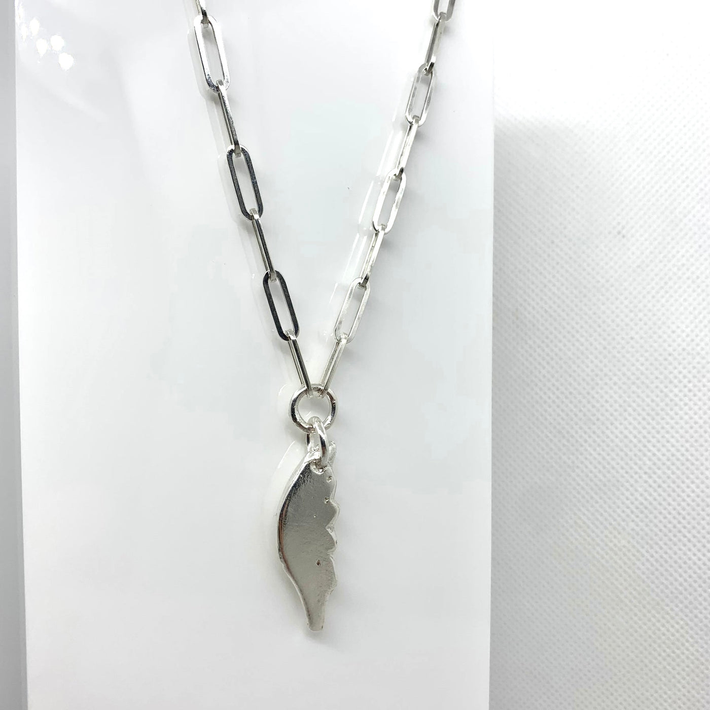 Silver Chunky Angel Wing Trace Chain Necklace