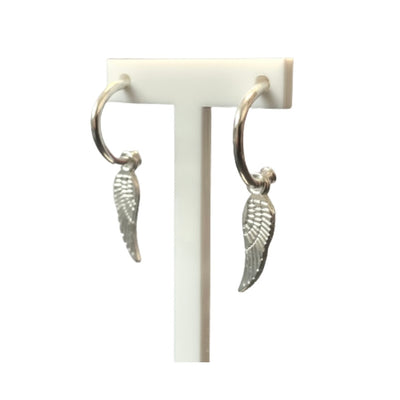 Baby Angel Wing Charm Hoop Earrings