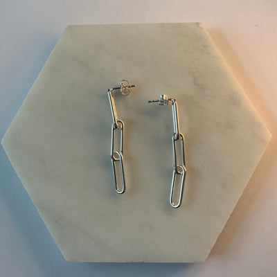 Triple Drop Love Link Trace Earrings in sterling silver from SilverBoo Jewellery In Lincolnshire