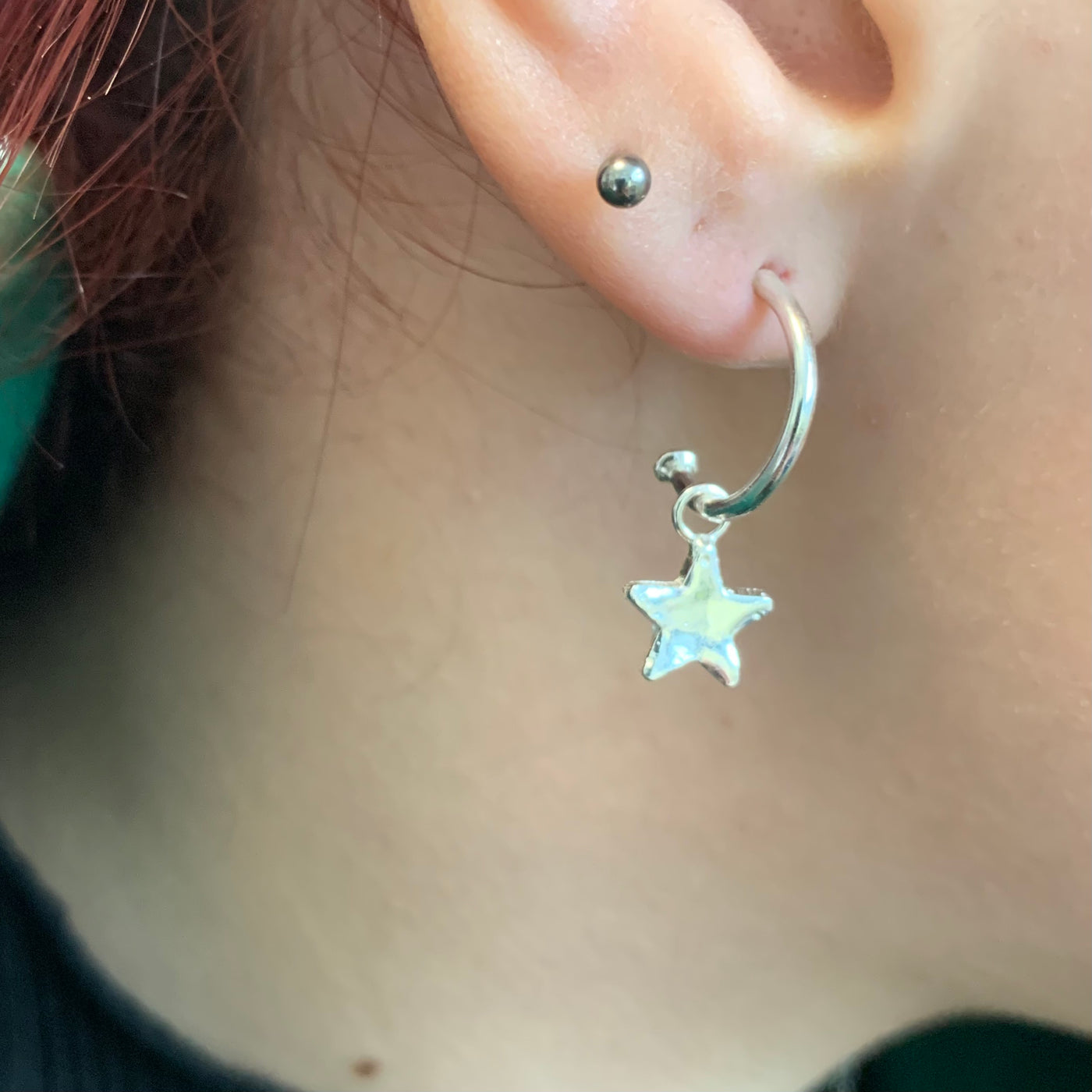 Baby Star Charm Hoop Earrings