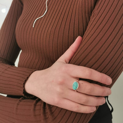Silver Midi Turquoise Ring