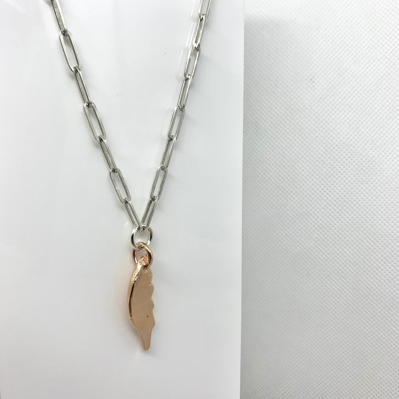 Rose Gold Angel Wing Silver Trace Chain Necklace